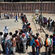 India’s homeless migrants line up to collect food in Ahmedabad, Gujarat, amid the lockdown.